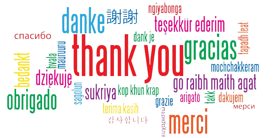 Thank you written in several different languages
