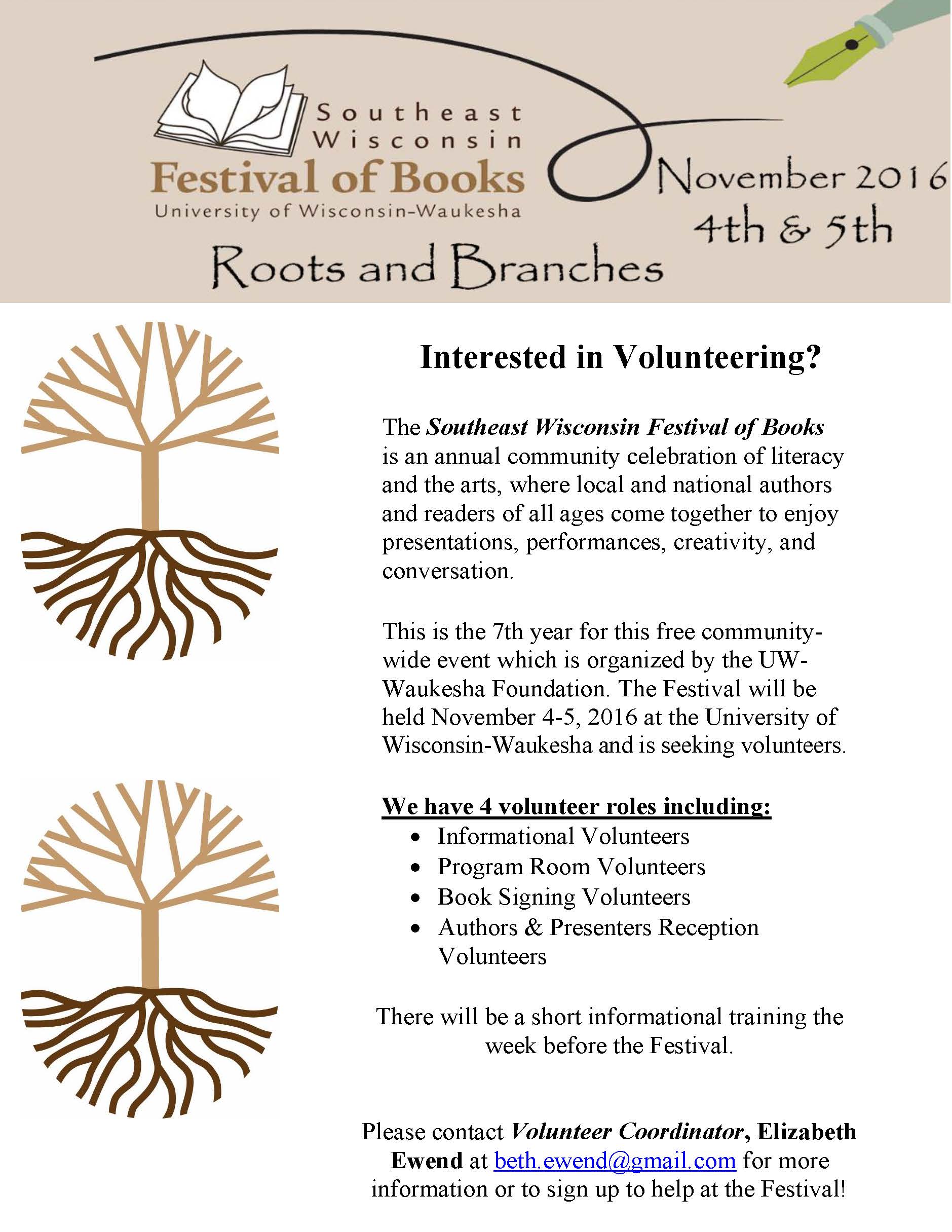 2016 Festival of Books Volunteer Flyer